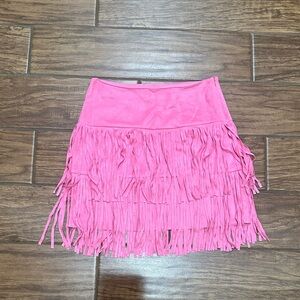 Hot pink suede fringe skirt size medium